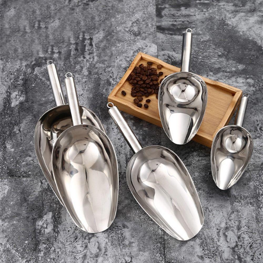 Tail Hanging Hole Stainless Steel Ice Shovel 8/9/10/11/12in Dry Goods Shovel Bar Tool