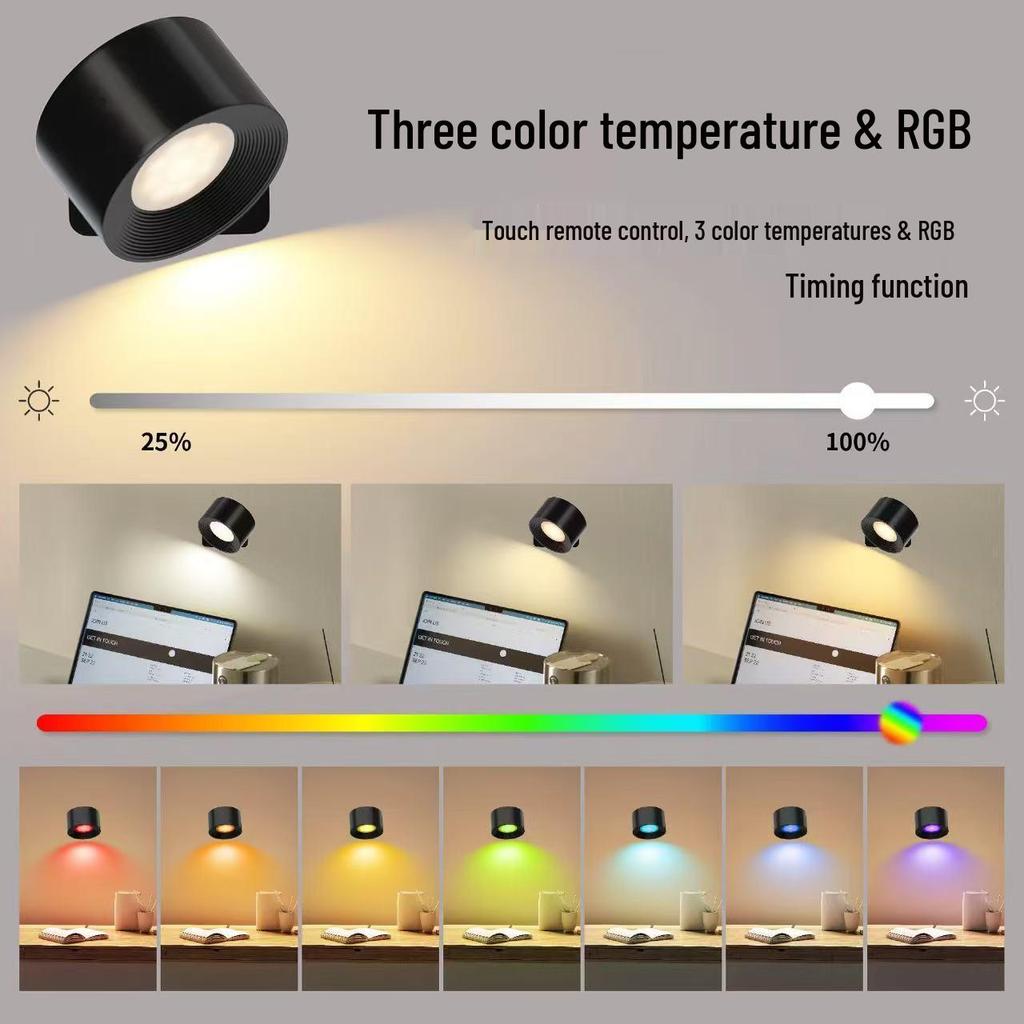 USB Rechargeable Magnetic LED Wall Light - Dimmable with Remote and Touch Control for Indoor Bedroom Decor and Reading