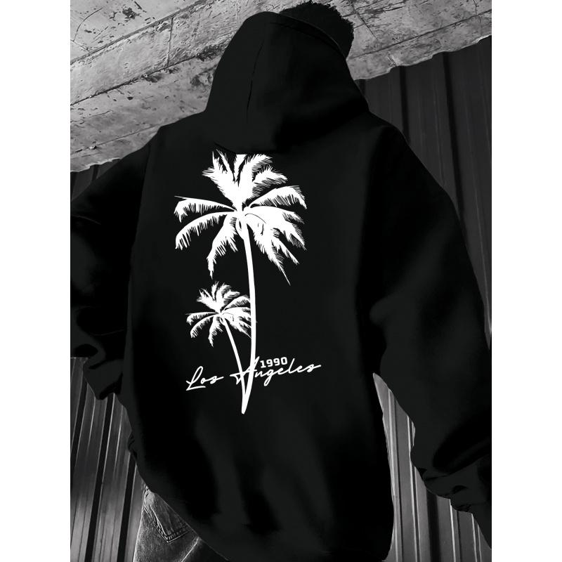 Coconut Tree Pattern Men's Fashion Printed Hooded Sweatshirt