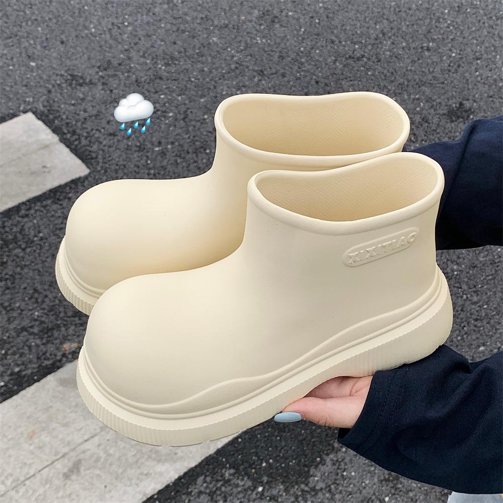 New wide toe rain shoes women's pink galoshes waterproof ankle rain boots woman Korean style loose rainboots water shoes ladies