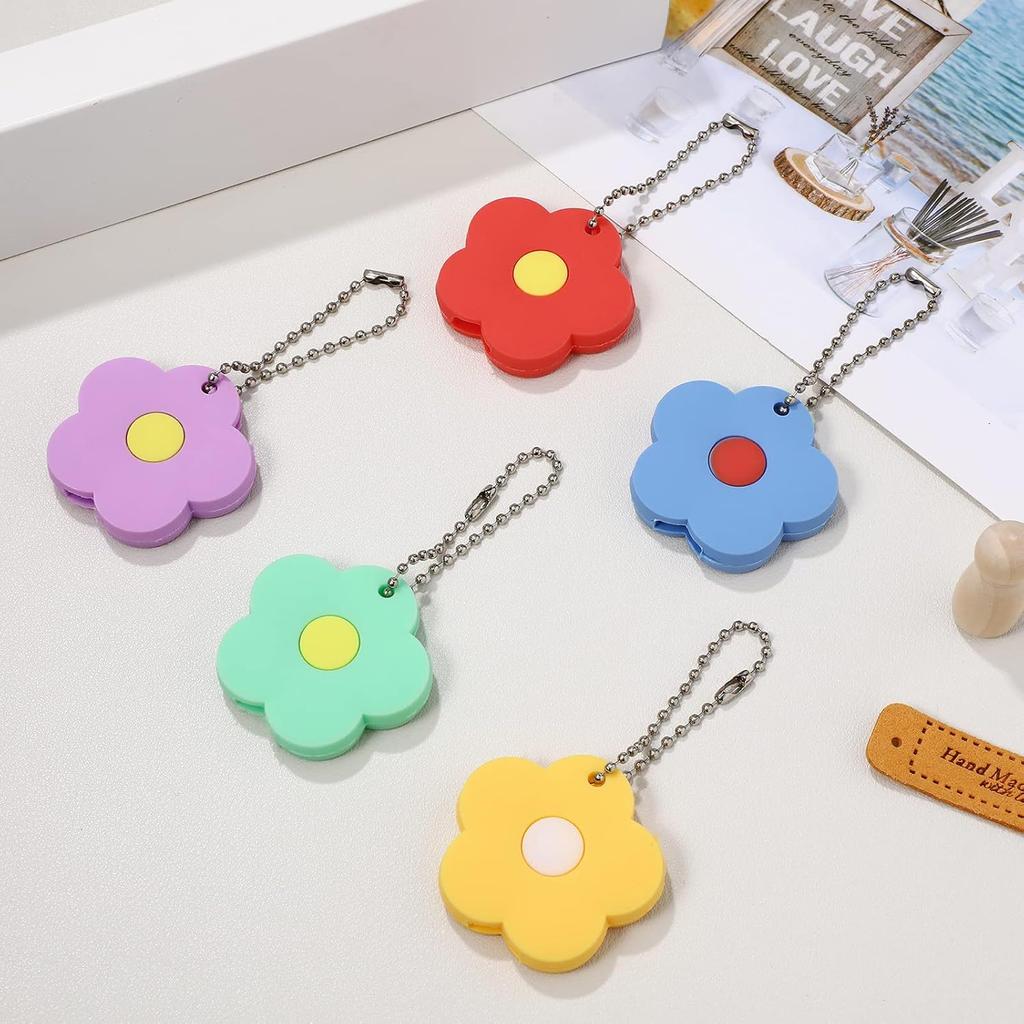 5Pcs Silicone Key Caps, Cute Flower House Key Covers, Identifier Key Protector Caps Tags for Middle Large Key, 1-1.3 inch (Key Length Over 6.3cm)