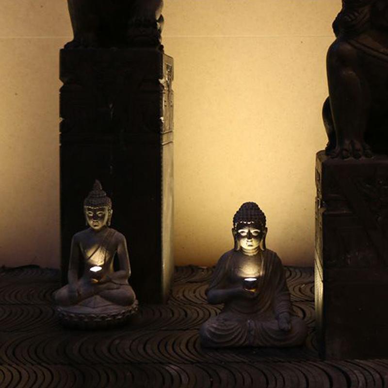 Reçine Güneşli Buda Heykeli Bahçe Dekorasyonu Işıklı Zen Asya Japon Bahçe Dekorasyonu Dış Mekan Ön Sundurma Veranda Avlu Heykeli