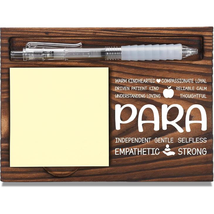 para Appreciation Gifts, Thank You Gift for Paraprofessional, Paraprofessional Office Coworkers Staff Appreciation Gifts, Sticky Note Holder Wooden Para