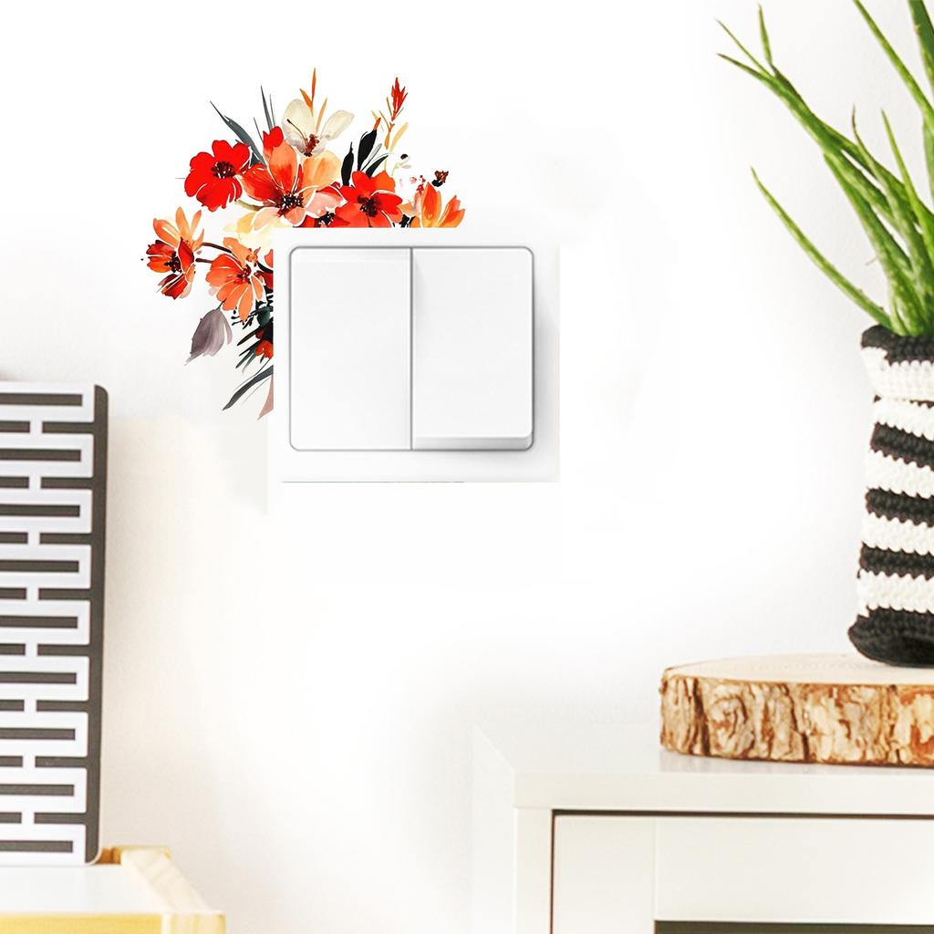 Self-adhesive Waterproof Minimalist Flower Switch Stickers for Living Room Bedroom Wall Decor