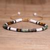 Turquoise Tiger Eye Heishi Bead Bracelet – Adjustable Boho Jewelry, Protection Grounding Gift for Men Women