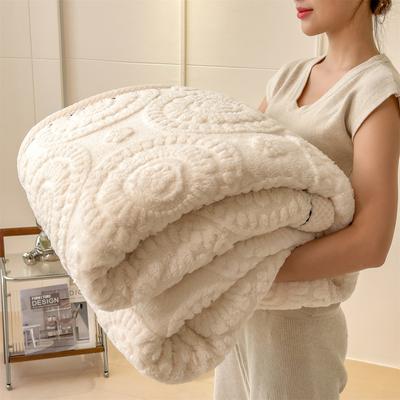 Double Sided Carved Velvet Autumn Winter Bed Blanket Luxury Thickened Warm Plush Sofa Throw Blanket Solid Color Fleece Blankets