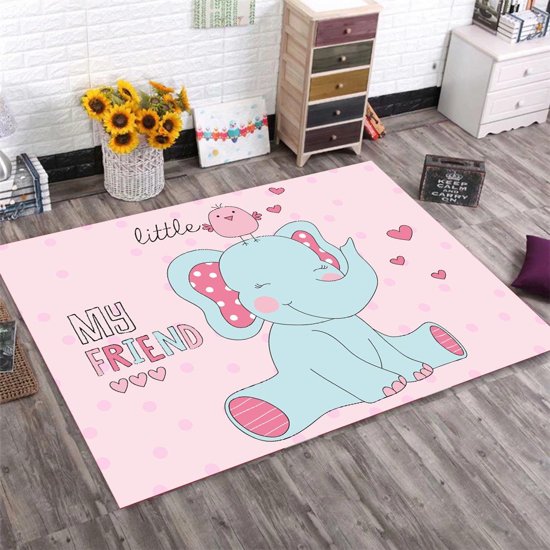 

Cute Cartoon Elephant Cow Carpet Mat Pink Heart Kids Rug for Nursery Bedroom Play Area Home Decoration Little FRIEND HELLO Rugs 40X60CM