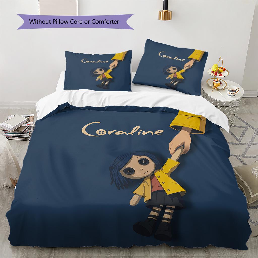 Coraline2 Pattern Bedding Quilt Set Home Decoration Gift (1 * Duvet Cover + 2 * Pillowcase Without Core)