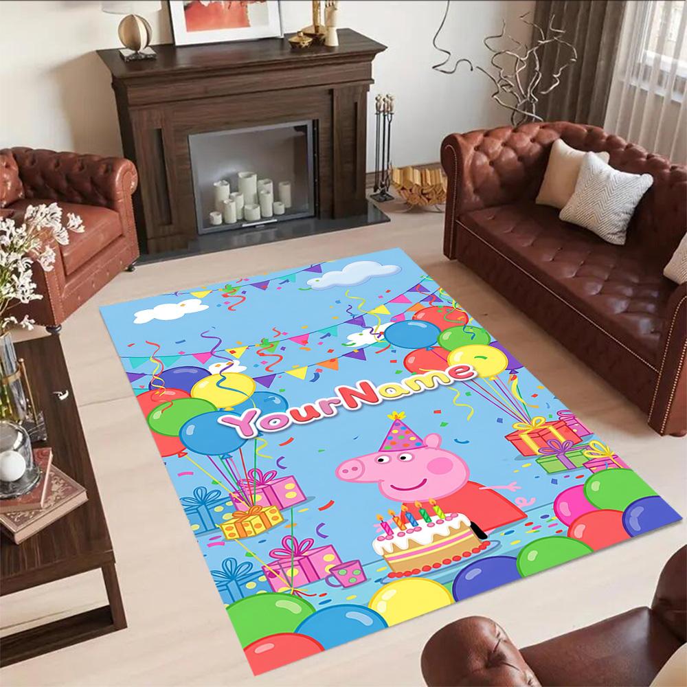 Peppa Pig Customize Your Name Carpet Design for Playrooms Kitchen Living Rooms Balcony Antislip Carpet Office home decor Wedding Party Gift