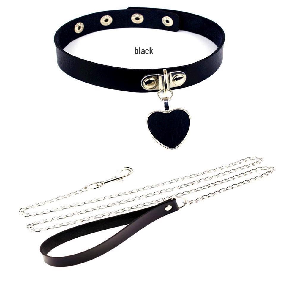Adjustable Kitten Lolita Necklace with Clavicle Bell and Garter Leash - Japanese Chain and Lace Design Erotic Jewelry