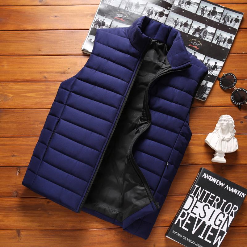 Men' Sleeveless Vest Jackets Winter Fashion Male Cotton-Padded Vest Coats Men Stand Collar Warm Waistcoats Clothing