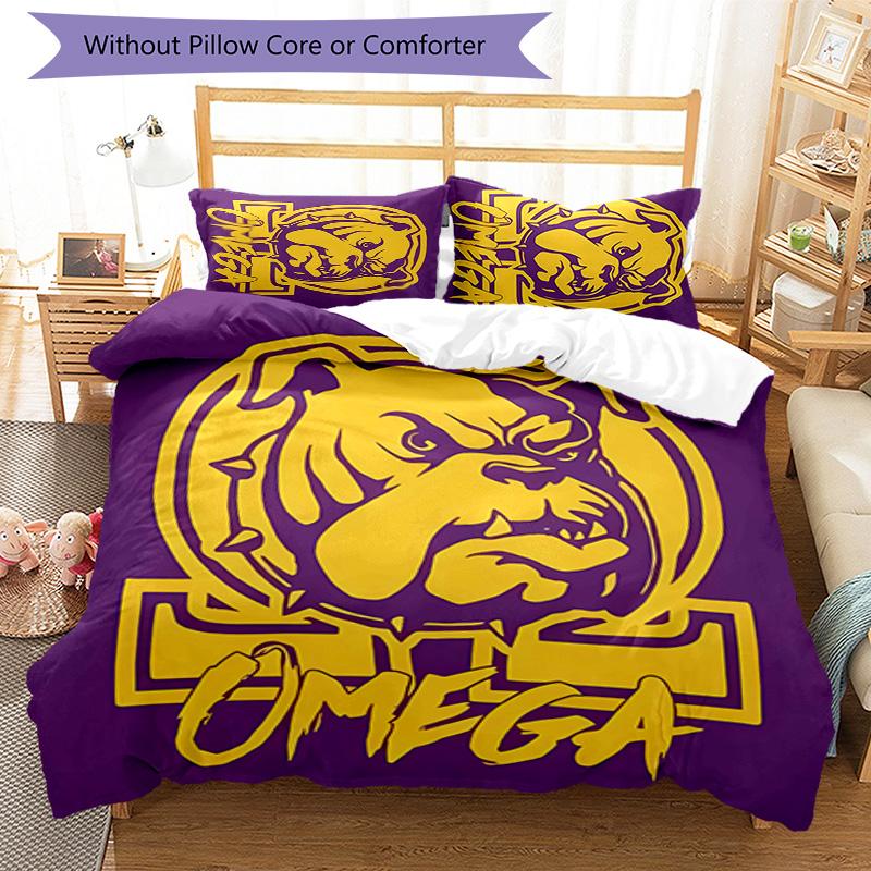 3pcs Omega Psi Phi logo1 pattern bedding set duvet cover set includes duvet cover &pillowcases, perfect all season bedroom decoration & gift