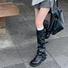 Sheepskin version of the new Martin boots women's boots niche retro thick heel high boots western cowboy pile boots