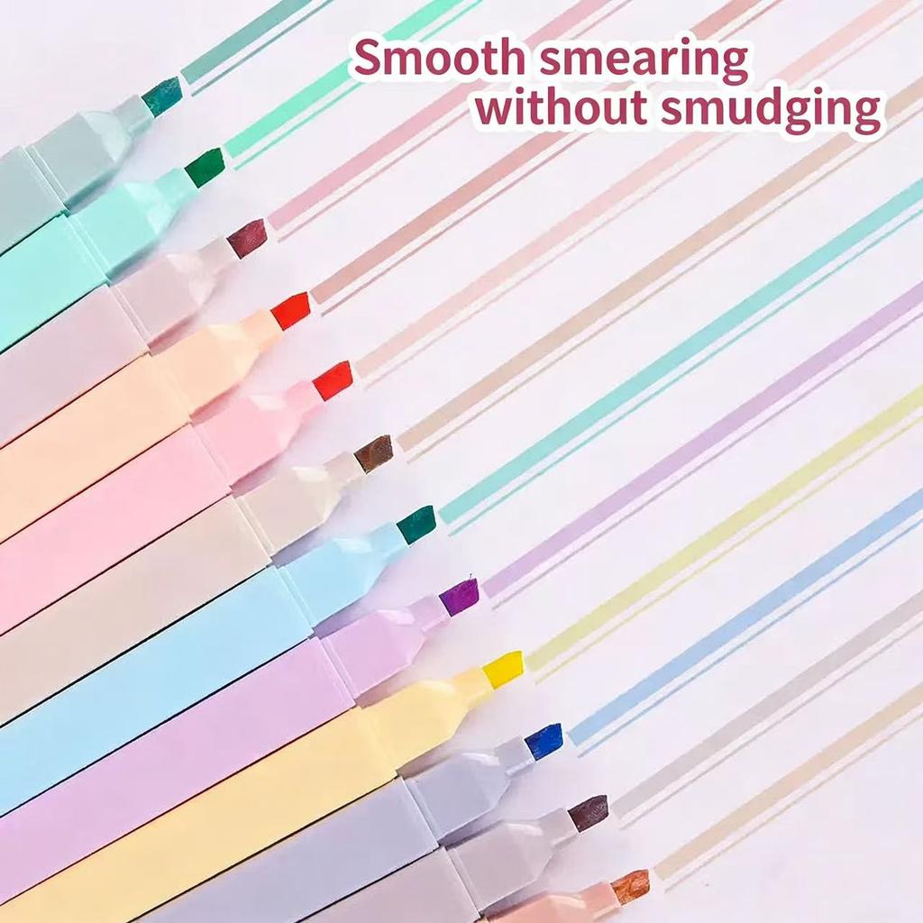 Ästhetisches Highlighter-Set 20 Farben, Keilspitze Kein Durchbluten Verschiedene Farbmarker für Schüler Journal Tagebuch Planer