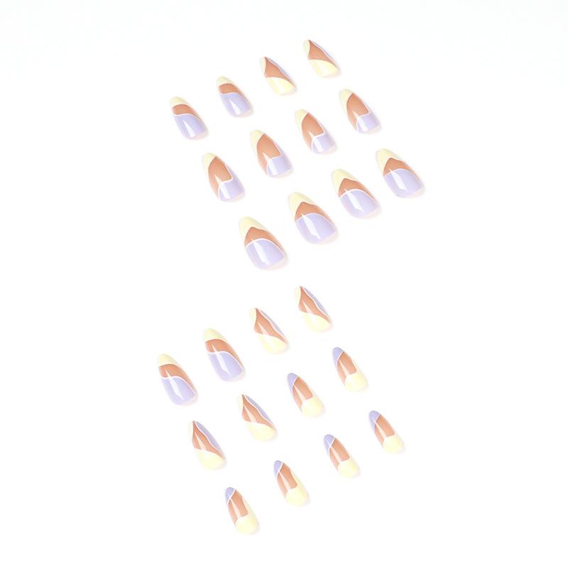 Cream Purple Wearing Nail French Manicure Color Matching Fake Nail Manicure Patch, Direct Purchase Nail Patch