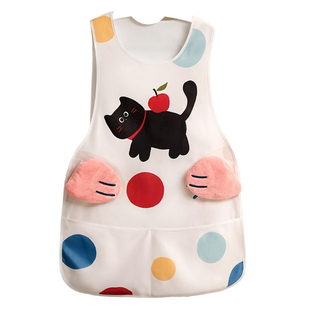 Cartoon Waterproof Apron Polyester Cooking Vest Apron Practical Oil Proof Apron  Apartment