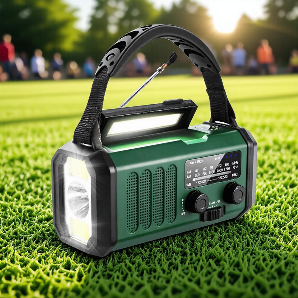 10000mAh Emergency Radio Solar Crank AM FM Weather Alert USB C Charger Flashlight SOS Alarm Compass Outdoor Survival Gear