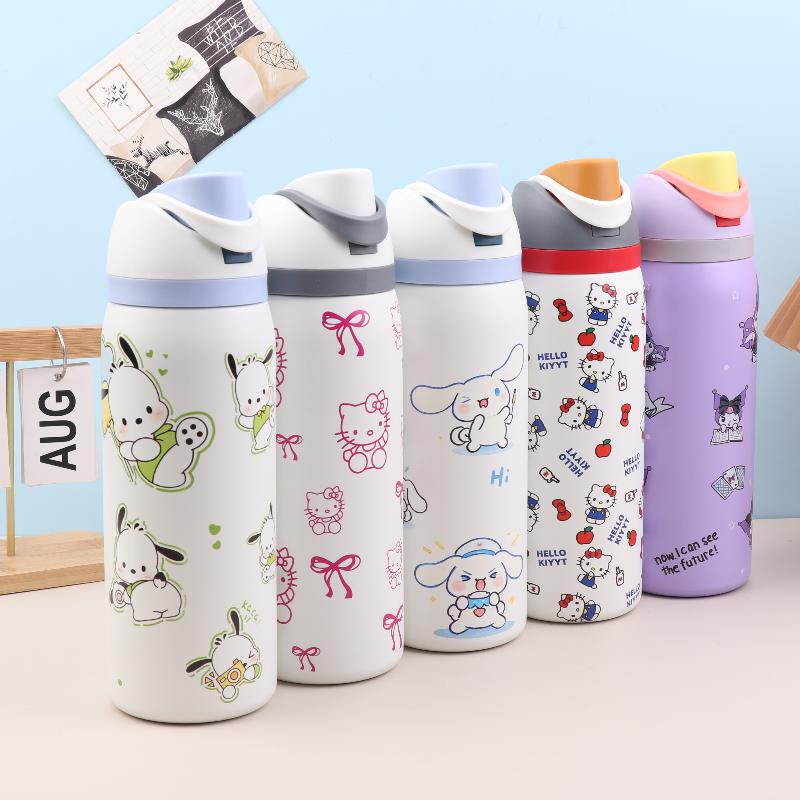 Sanrio Hello Kitty Cartoon 304 Stainless Steel Mymelody Insulated Cup Kuromi Large Capacity Water Cup Outdoor Sports Kettle