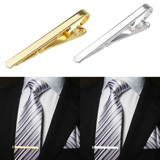 Men Silver/Gold Copper Chic Necktie Tie Bar Clasp Clip Formal Occasion Clamp Pin