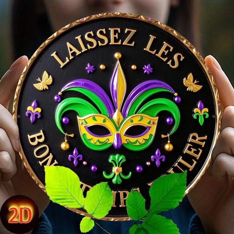Маска Mardi Gras Laissez Les Bon Temps Rouler Металлическая жестяная настенная декоративная вывеска 20x30cm(7.8x11.8inch)