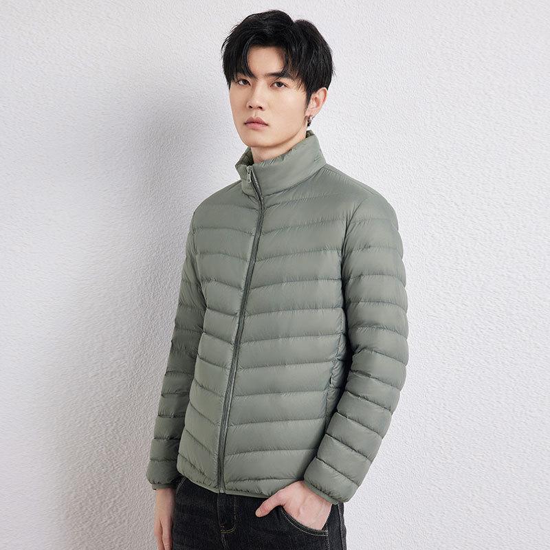 

Men s Lightweight Stand-Up Collar Down Jacket, 90% Down, Korean Style, Plus Size Triple Extra Large