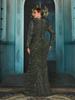 2024 Plus Size Rhinestone Long Sleeve Mermaid Evening Gown