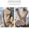 Women's Thick Wool Knitted Sweater, Loose Fit, Half-High Neck, Long-Sleeved, Slimming Base Top