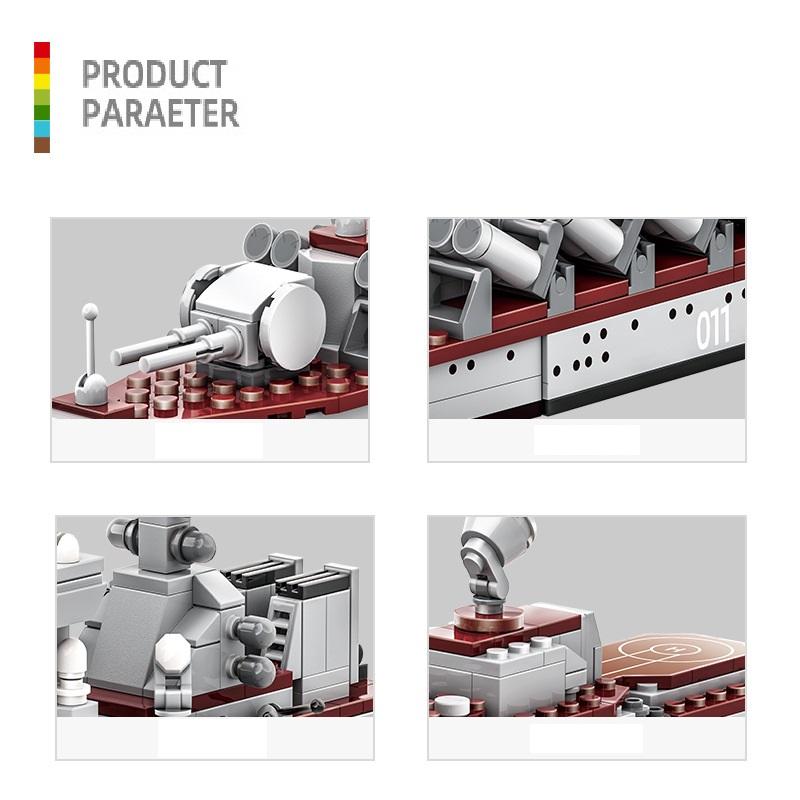 Non-Toxic 396Pcs Varyag Aircraft Carrier Building Blocks Warship 6-12 Children Puzzle Cruiser Model Destroyer Military Gifts Toys