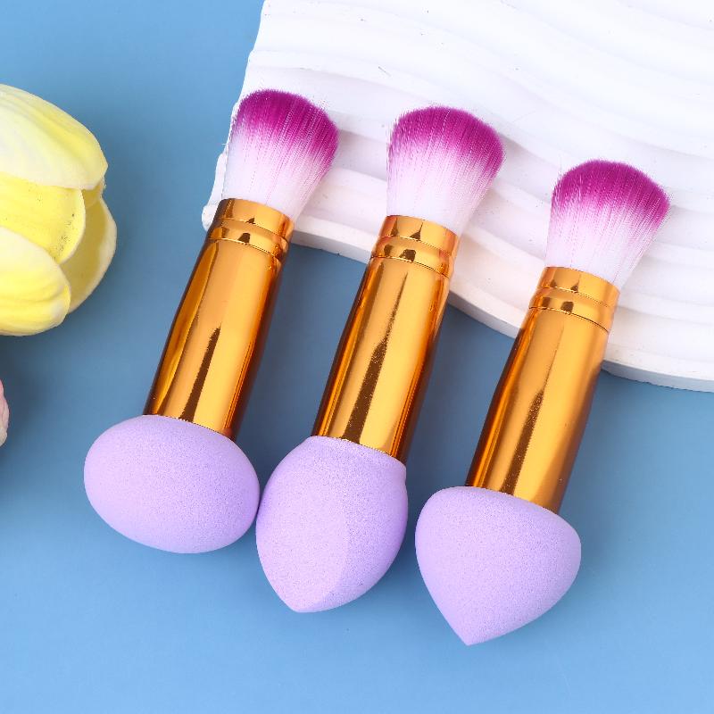 3 Pcs 2 In1 Double-Head Sponge Head Mini Portable Makeup Brush Fluffy Blush Brush Ladies Beauty Tool