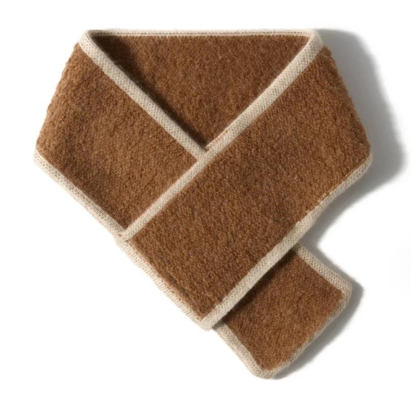 Cashmere Through-Hole Small Scarf Toweling Terry Knitted Neck Warmer Women Autumn Winter Cowl Men Soft Wool Cashmere Accessories