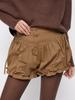 Shorts de Burbuja con Cordones y Volantes de Encaje de Cintura Alta para Mujeres Europeas y Americanas