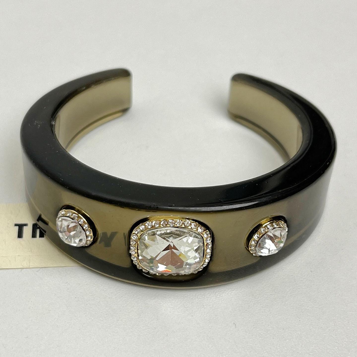 Элегантный открытый браслет-манжета из смолы со стразами: Уникальный европейско-американский браслет-заявление