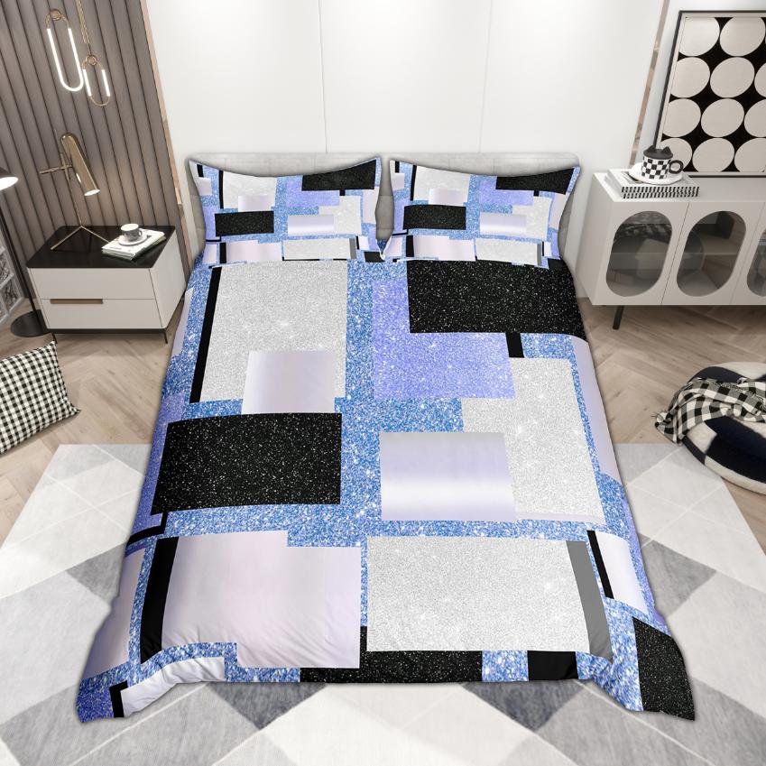 

Comforter Homewish Modern Geometric 2Pcs/3Pcs Minimalist Patchwork Bedding Watercolor Ombre Square Set Comforter (quilt)-EU Single(135*200cm)3pcs