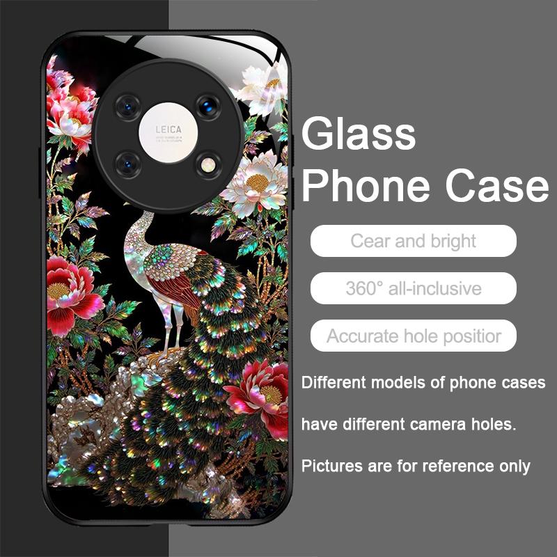 

Stylish Horses Marble Texture Printed Tempered Glass Phone Case for Huawei Nova 13 12 11 10 SE Mate 60 50 40 Pro+ P60 P40 Cover Huawei nova 11 SE