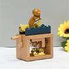 Anspruchsvolle Holz-Spieluhr mit Handkurbelwerk, Cartoon-Tierfigur, musikalisches Desktop-Ornament für Sammler