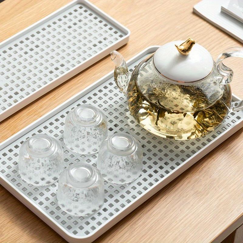 Große Weiße Plastik Abtropfmatte & Tassenhalter Kompaktes Abtropfgestell für Spülbecken für Arbeitsplatten und Kaffeetische