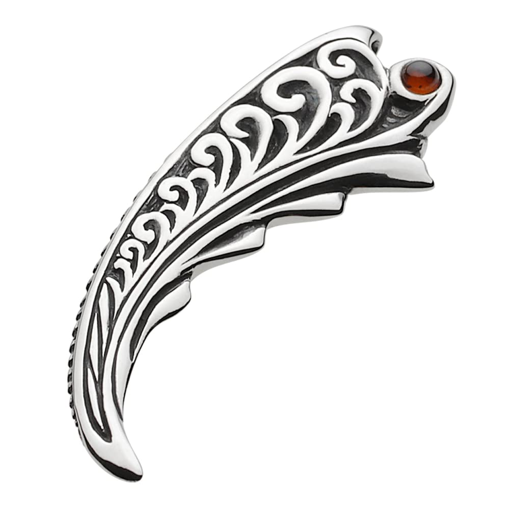

Большой племенной кулон с перьями, гранат, серебро, p0747 [Cenote] [925 Accessories]
