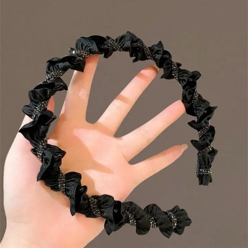 Černé Elegantní Čelenky do Vlasů Krajková Šňůrka Vlasová Obruč Zuby Protiskluzové Vlasové Doplňky Korejské Dívky Čelenky Ozdoba Hlavy