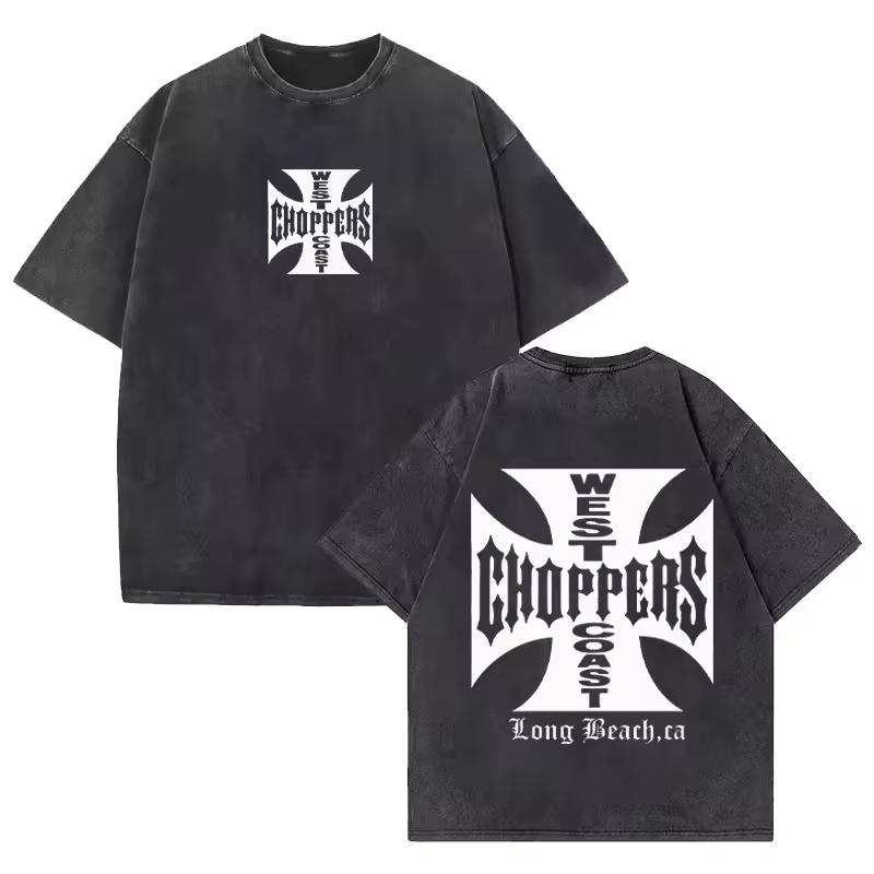 Горячая Распродажа Классическая Футболка с Графическим Принтом West Coast Choppers Мужская Женская Ретро Стирка Круглый Вырез Хлопок Уличная Мода Оверсайз Топ