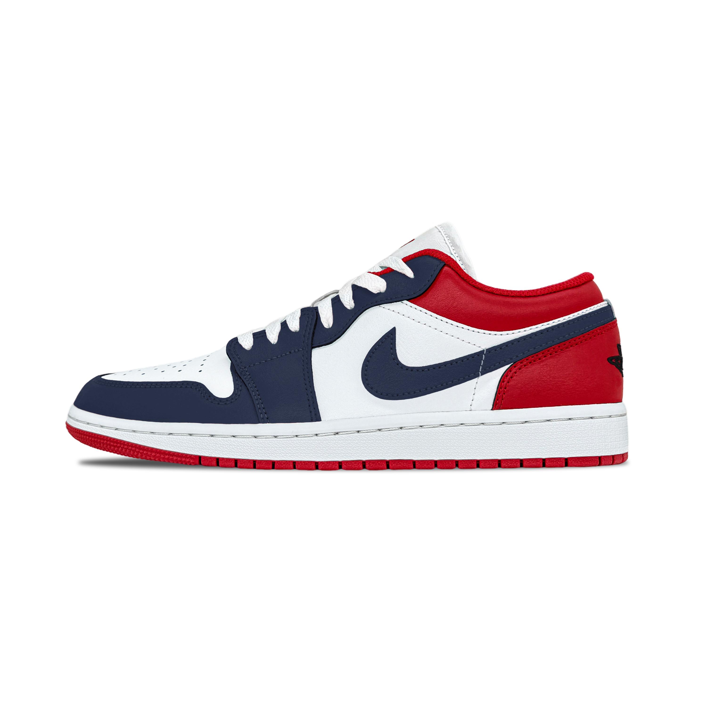 

Jordan Air Jordan 1 Marine Storm Abrasion Resistant Abrasion Resistant Low top Vintage Basketball Shoes Unisex Red Blue 553558-166(Team992-) 42