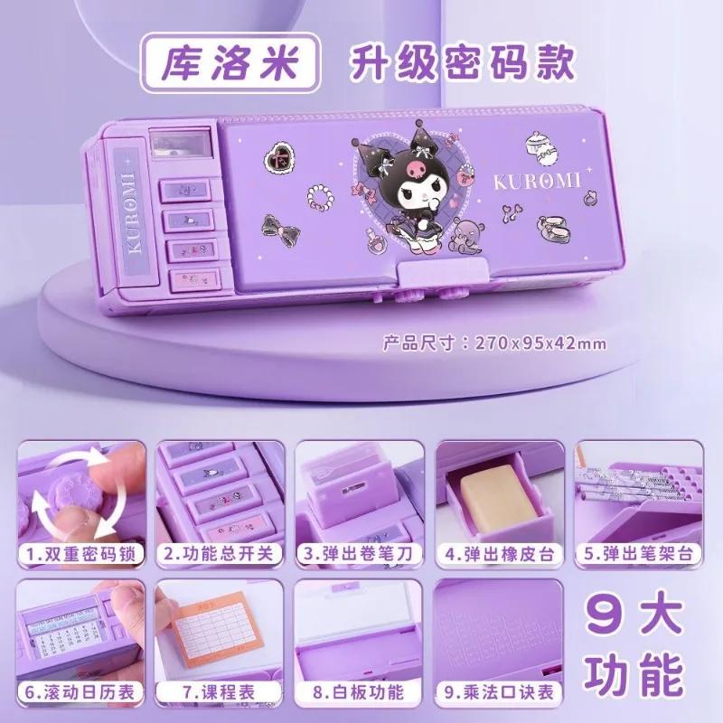 Kuromi My Melody Cinnamoroll Caja de Papelería Periférica de Anime Para Niñas Caja de Lápices Multifuncional con Candado de Contraseña Regalo para Estudiantes