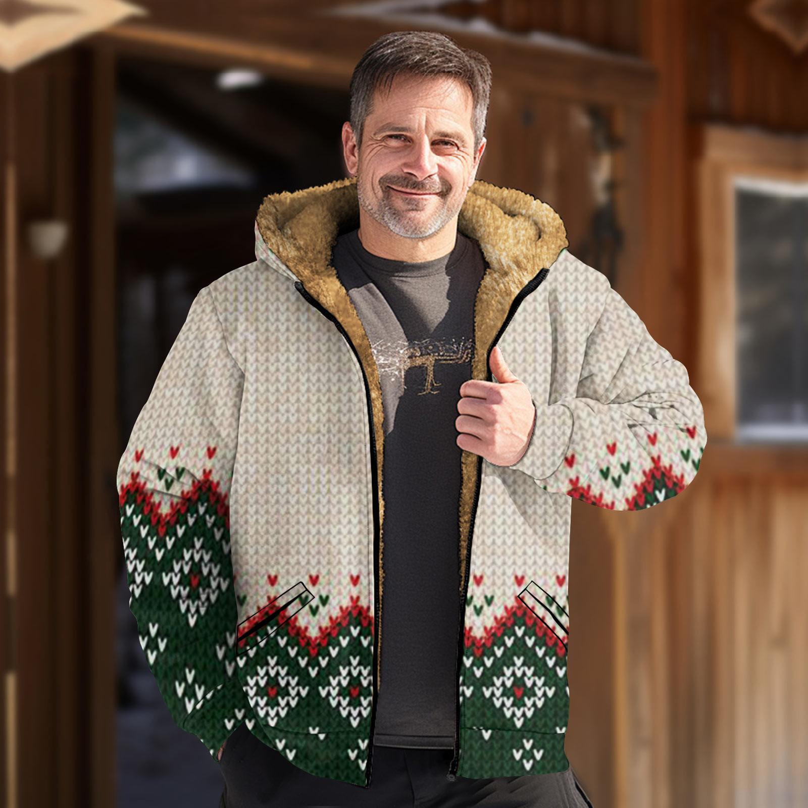 

Мужская куртка с рождественским принтом, мужская весенняя повседневная куртка с капюшоном на молнии XXXXXXXL бежевый