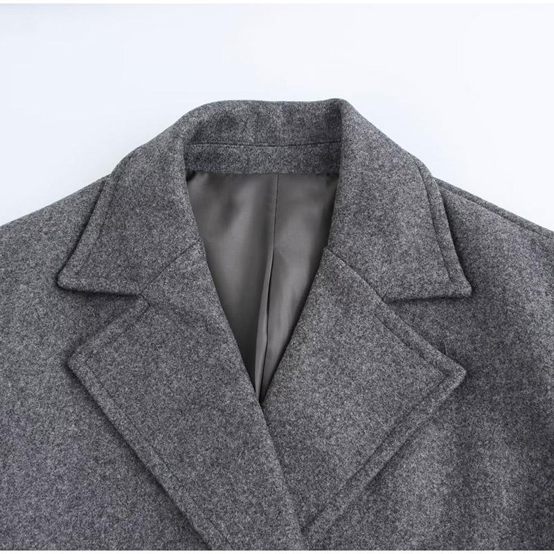 Herbst Winter Damen Einfarbig Übermantel Mode Doppelreiher Umlegekragen Taschendesign Mäntel Damen Lässig Locker Übermäntel