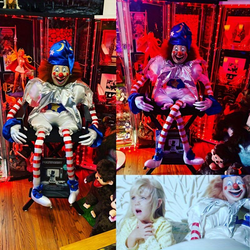 Halloween Creepy Blue Hat Clown Doll Decoration Cotton Plush Soft Toy Party Living Room Desk Sofa Festival Ornament Prank Gift