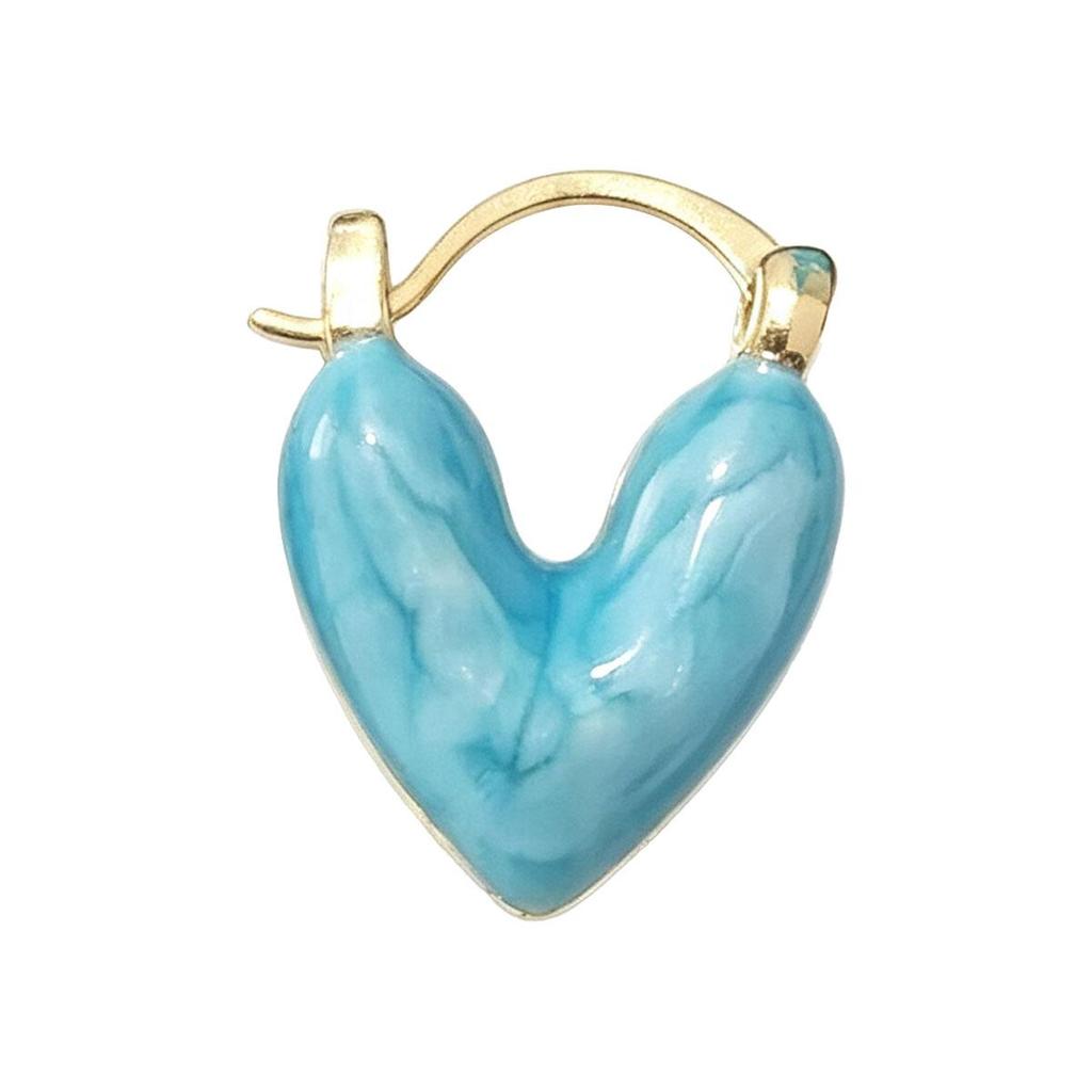 French-style blue heart ear clip for women, niche design earrings, daily fashion, minimalist, cool style