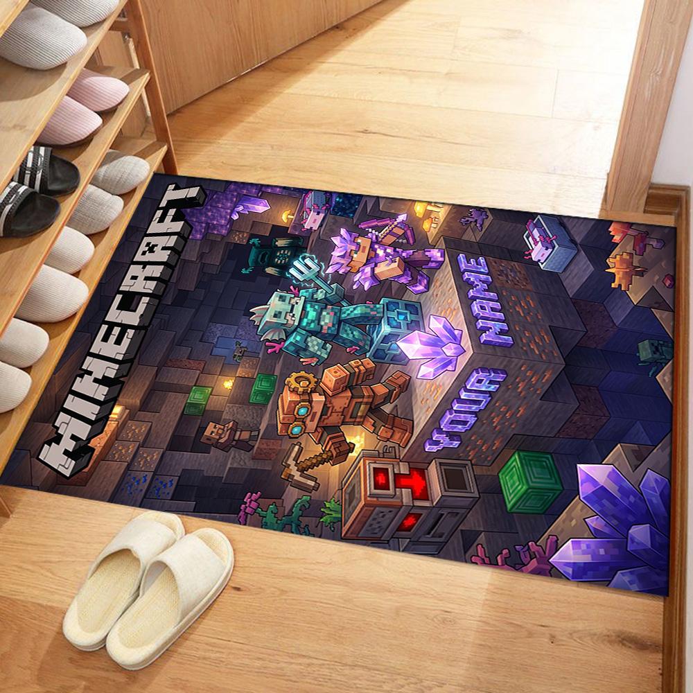 Minecraft Personalized Text Area Rug Design For Bedrooms Study Room Living Rooms Kitchen Antislip Carpet Anime Office Decor Wedding Party Gift