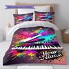 Name Custom Music Pattern Bedding Set Quilt Cover Pillowcase Home Decor Gift (1 * Duvet Cover + 2 * Pillowcase, Without Core)