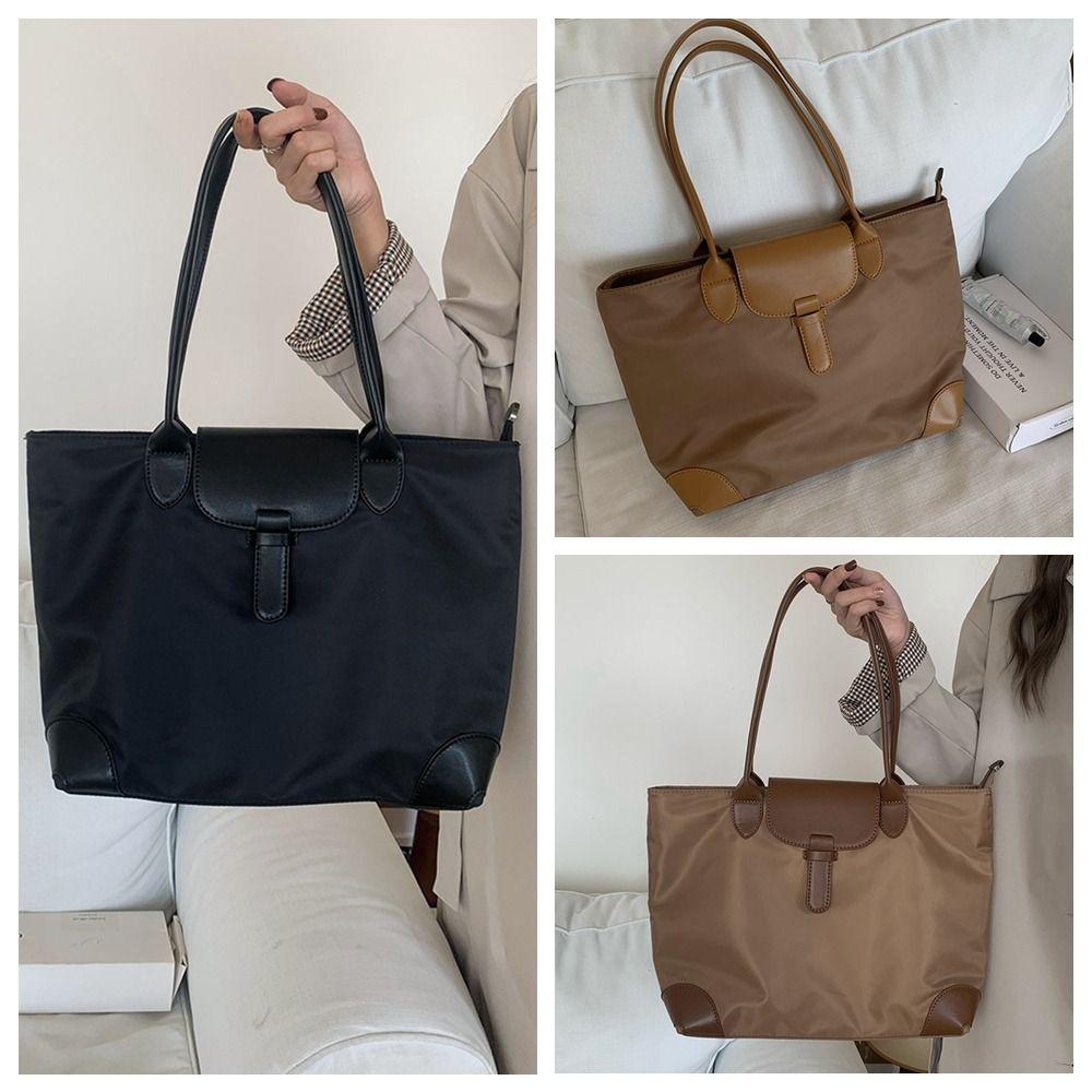 Lightweight Nylon Shoulder Bag Zipper Handbag Portable Nylon Cloth Tote Bag Women