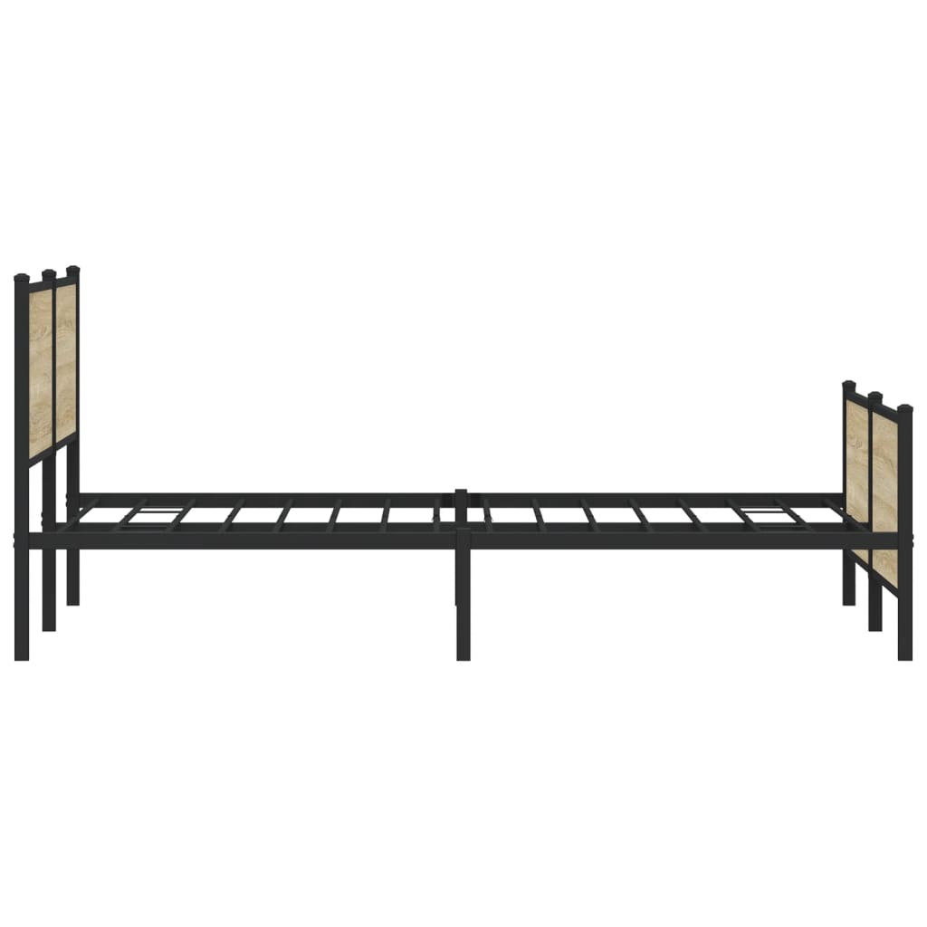 Metal Bed Frame Without Mattress Sonoma Oak Finish 180x200 Cm