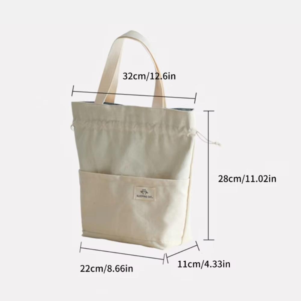 Japanese Style Lunch Drawstring Bag Aluminum Foil Liner Rice Box Storage Pouch  for Daily Use